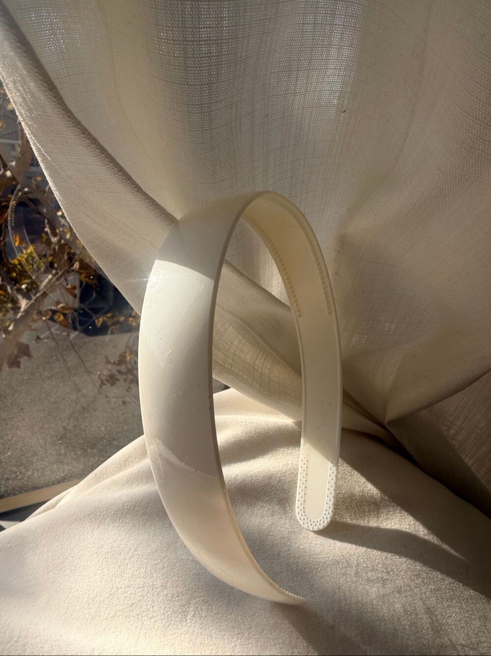 Ivory Cream Glossy Wide Headband Classic Preppy Minimalist Hair Accessory